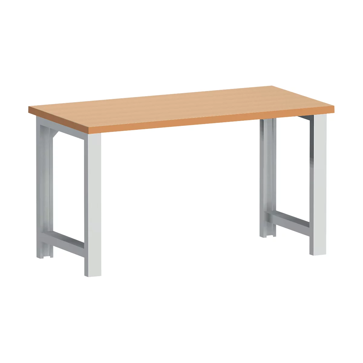 Établi modulaire cubio W-1577/11-2.1, L 1500 x P 750 x H 740 - 1140 mm, gris clair/hêtre cuivré
