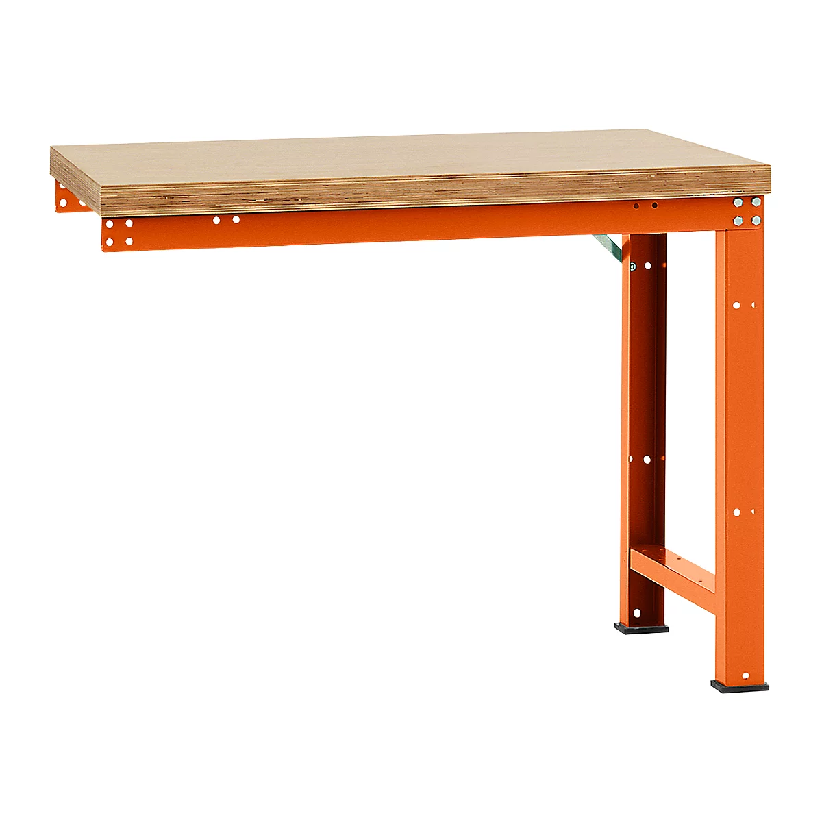 Établi modulaire Profi Standard Manuflex, plateau de table en multiplex, 1250 x 700 mm, rouge orangé