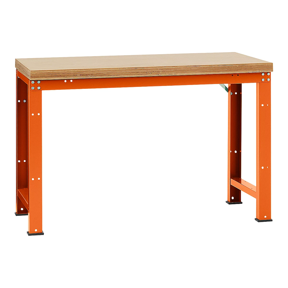 Établi Profi Standard Manuflex, plateau de table en multiplex l. 1500 x P 700, rouge orangé