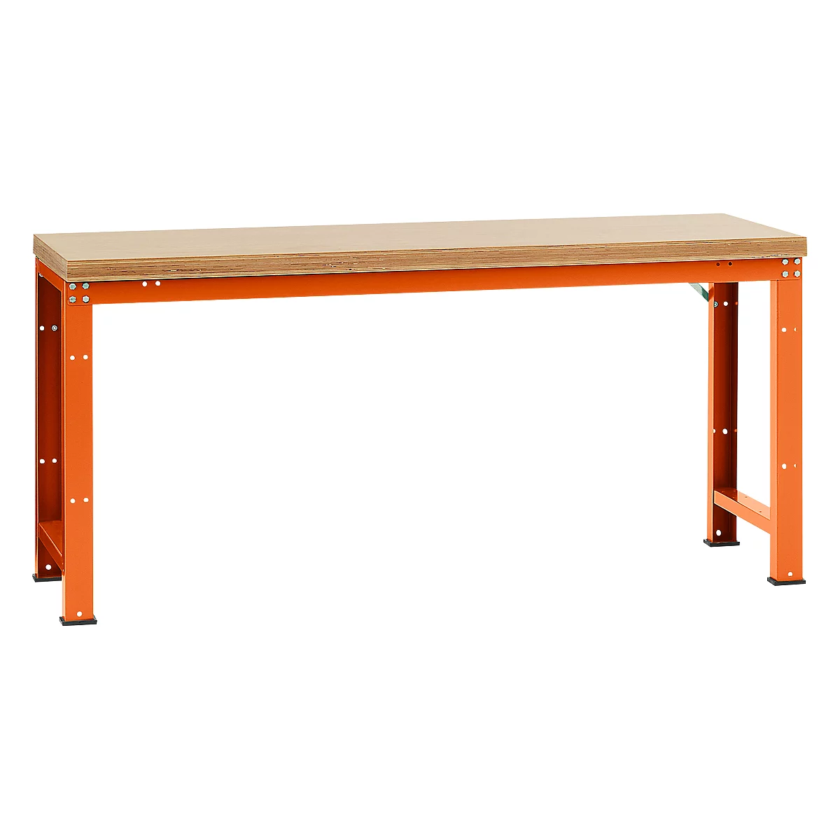 Établi Profi Standard Manuflex, Plateau de table en multiplex l. 2000 x P 700, rouge orangé