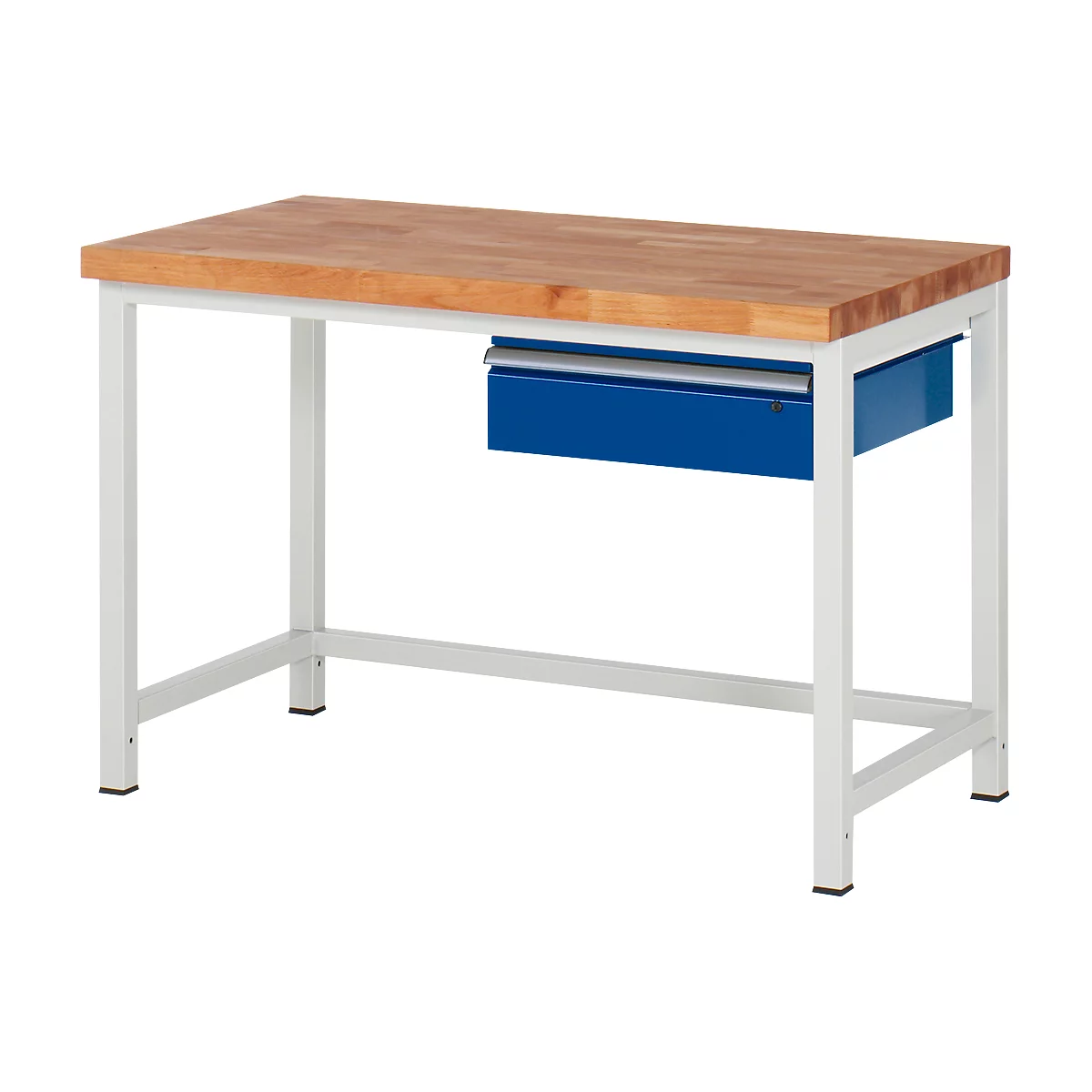 Établi série 8000, fixe, avec tiroir suspendu, l. 1250 x P 700 x H 840 - 1040 mm