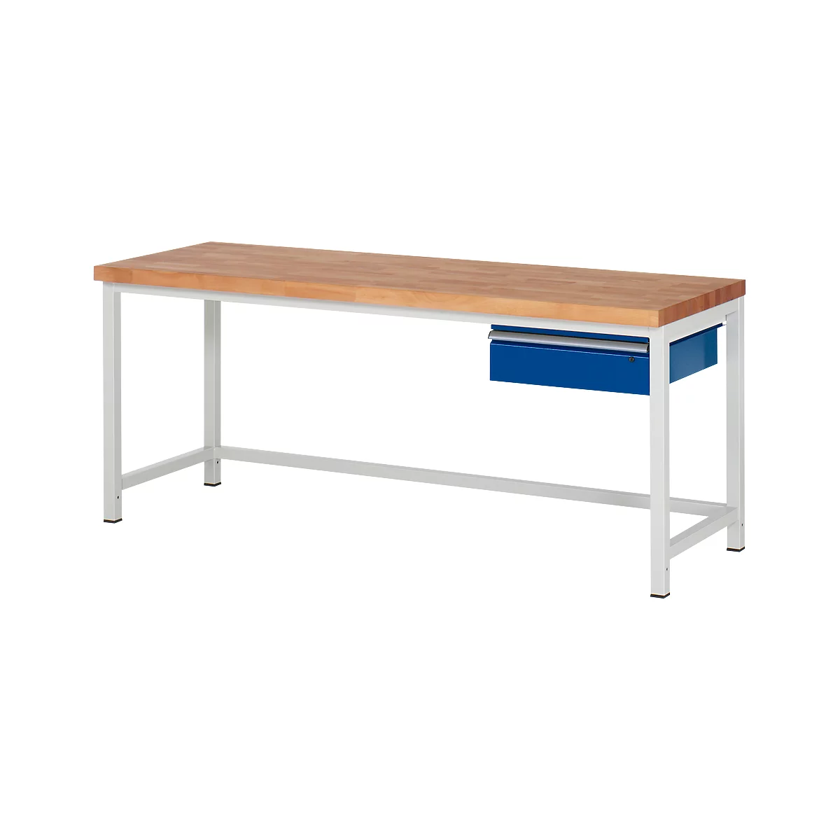 Établi série 8000, fixe, avec tiroir suspendu, l. 2000 x P 700 x H 840 – 1040 mm