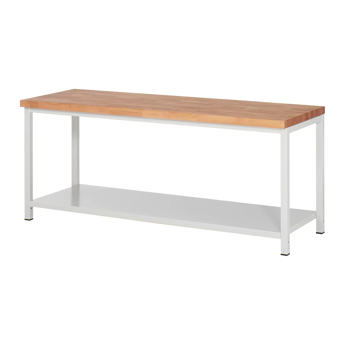 Établi série 8000, fixe, tablette en tôle d'acier, l. 2000 x P 700 x H 840 – 1040 mm