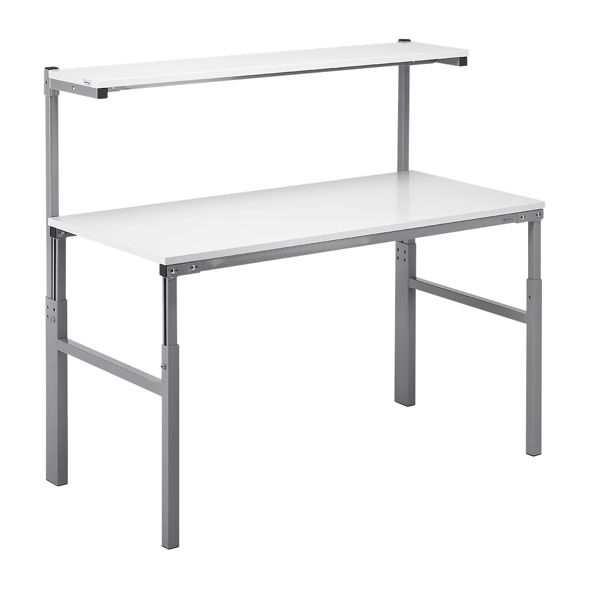 Etagenbord Treston SH 120, bis 50 kg, B 1200 x T 310 x H 1550 mm, höhenverstellbar, Spanplatte, lichtgrau RAL 7035