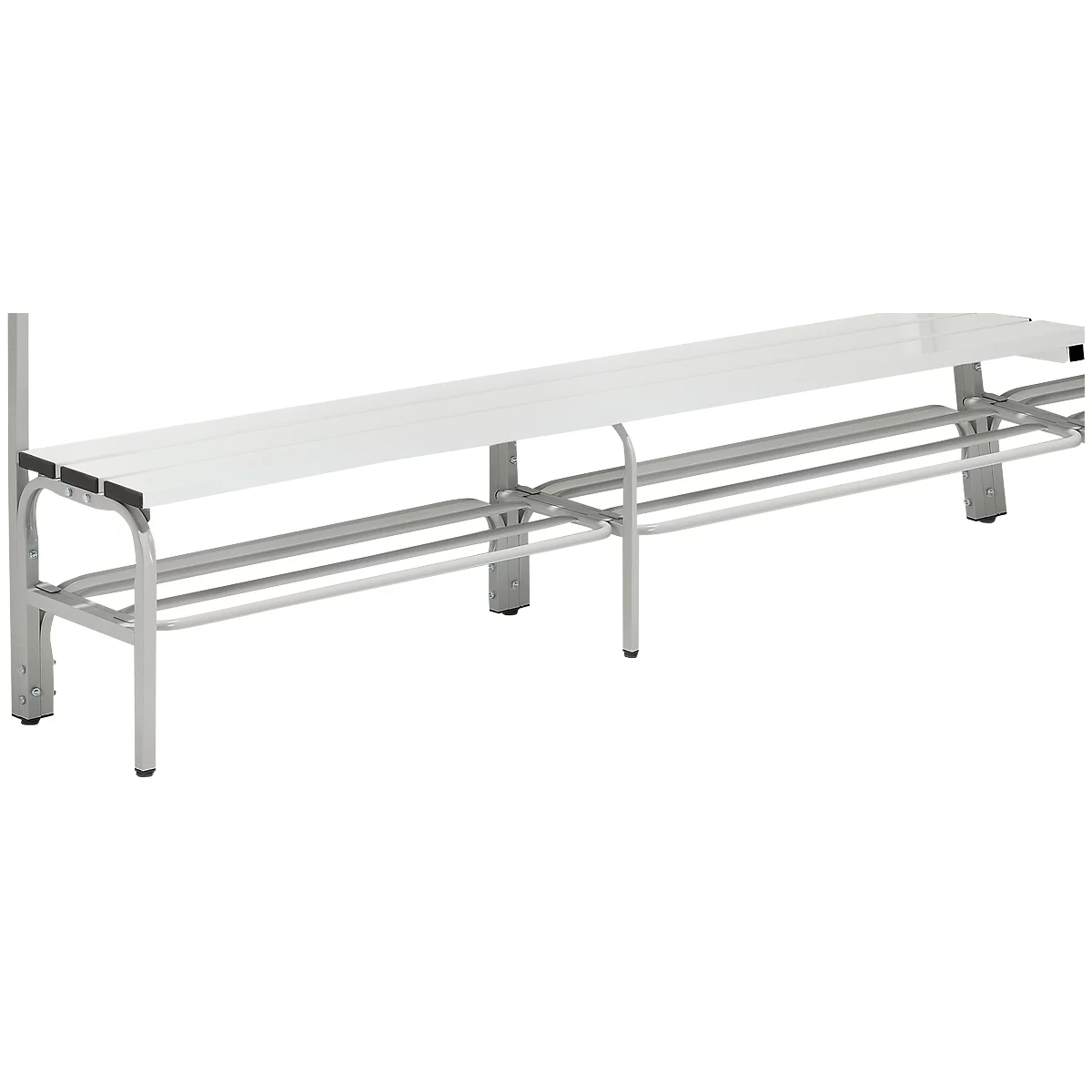 Étagère à chaussures pour bancs de vestiaire, acier, 2000 mm de long, gris clair