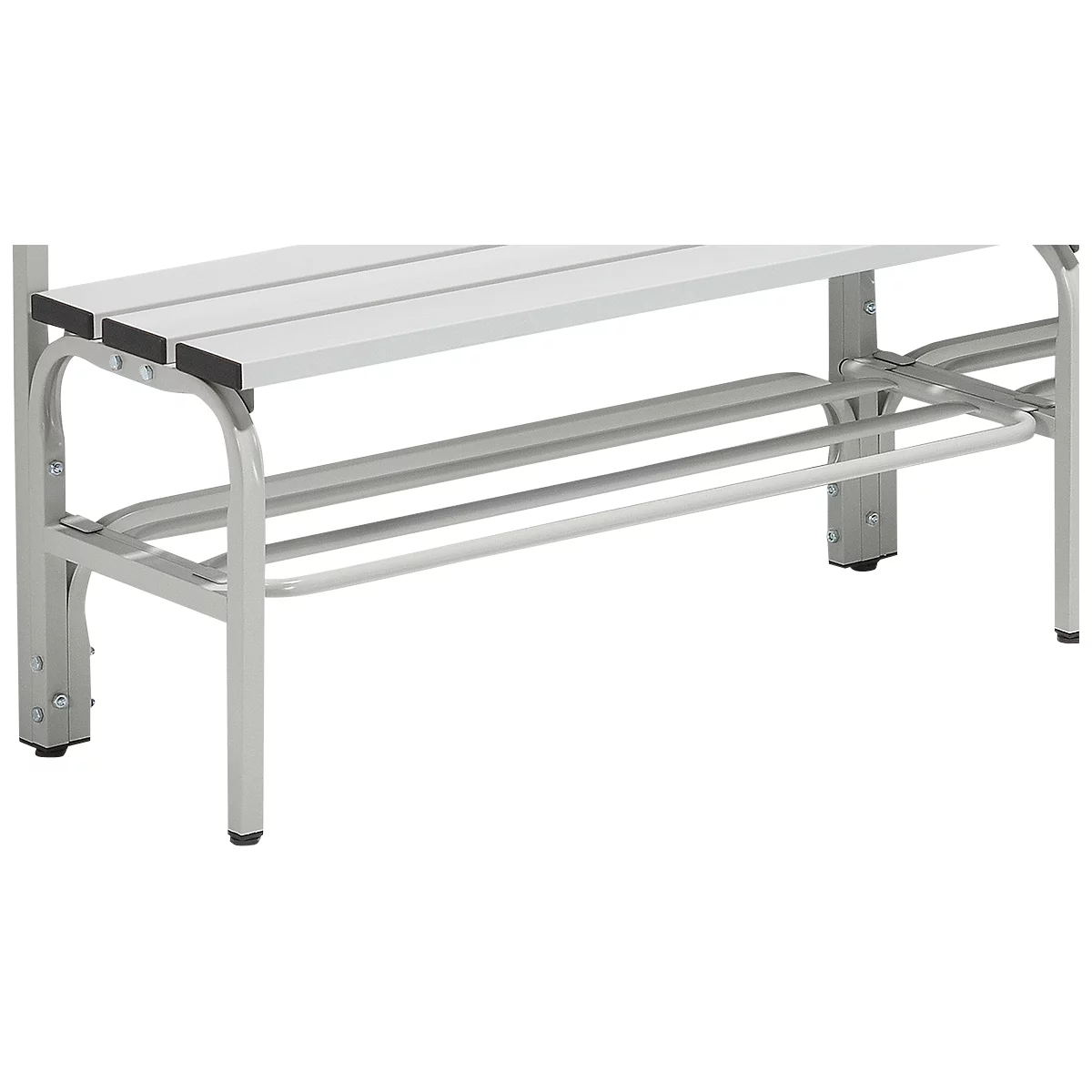 Étagère à chaussures pour bancs de vestiaire, inox, 1015 mm de long