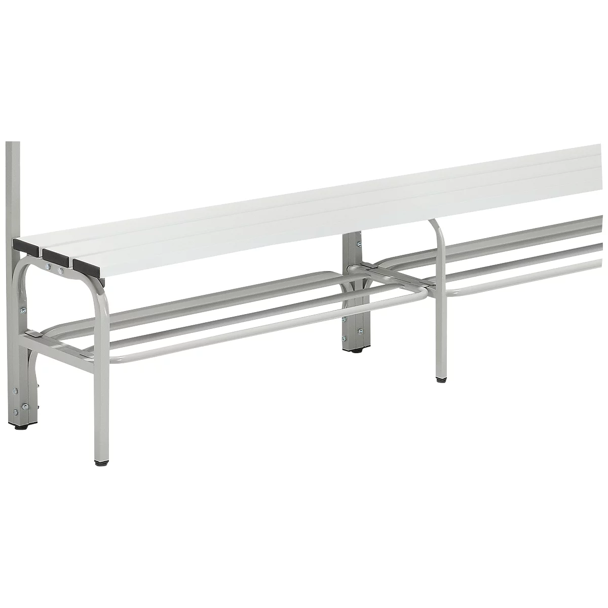 Étagère à chaussures pour bancs de vestiaire, inox, 1500 mm de long