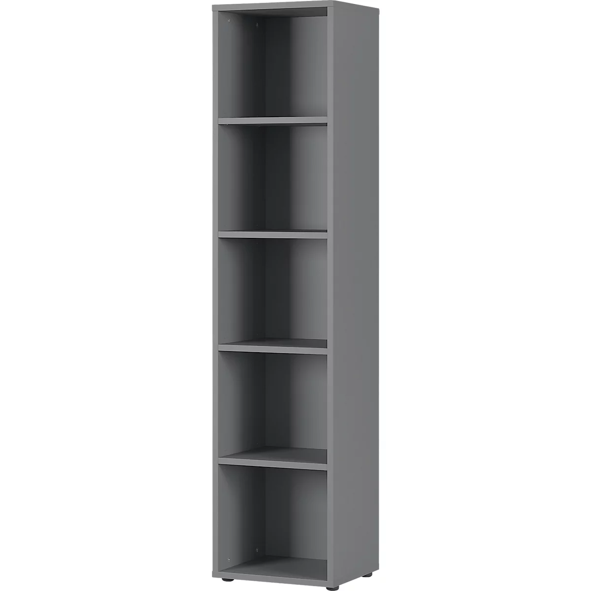 Étagère à dossiers Aalborg, 4 étagères réglables, charge max. 30, patins de meubles, panneau de particules, revêtement de résine mélamine, L 450 x P 400 x H 1970 mm, graphite