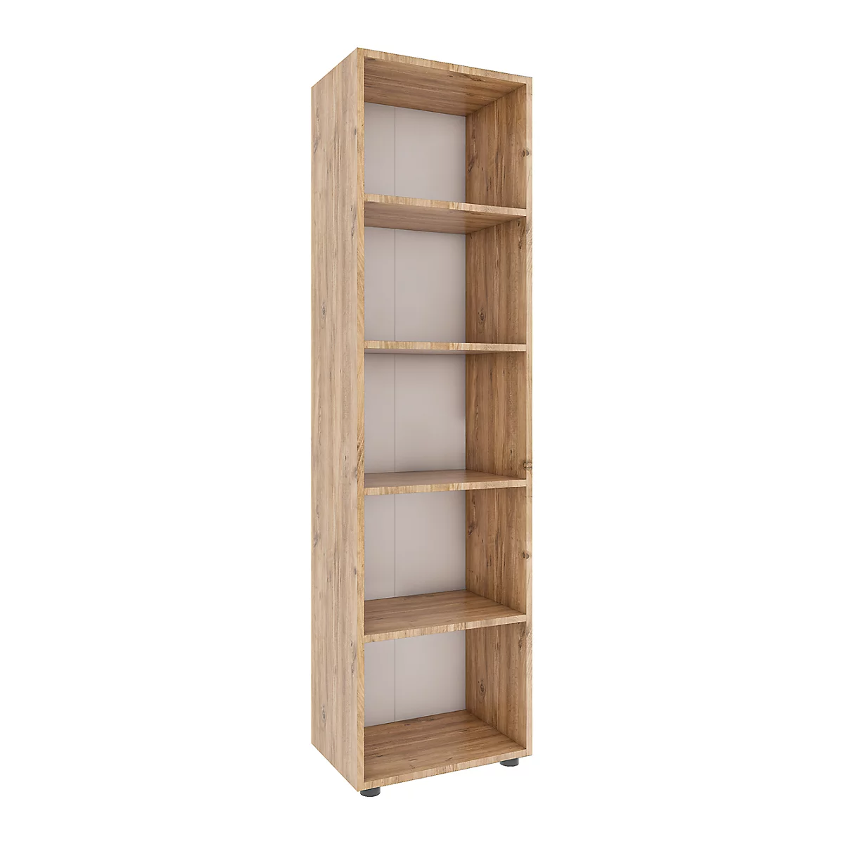 Étagère à dossiers Ulas, 5 hauteurs de classeurs, 4 tablettes, pour env. 30 classeurs, L 490 x P 320 x H 1780 mm, bois, chêne miel