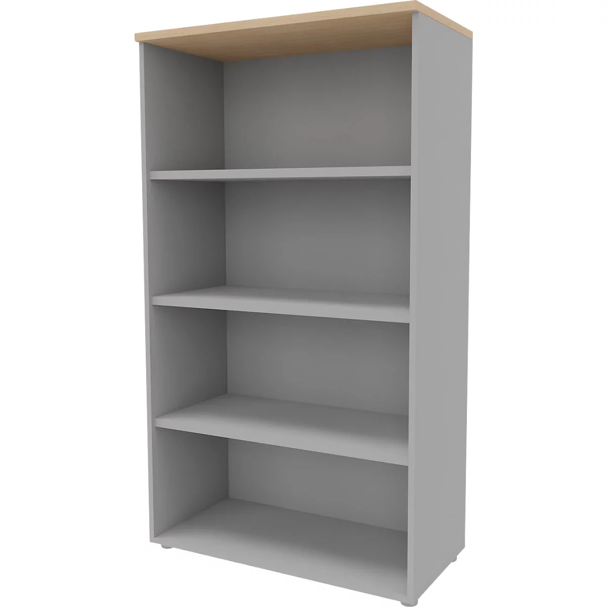 Étagère ARLON OFFICE, 4 hauteurs de classeurs, 3 tablettes variables, L 900 x P 450 x H 1600 mm, décor chêne/alu