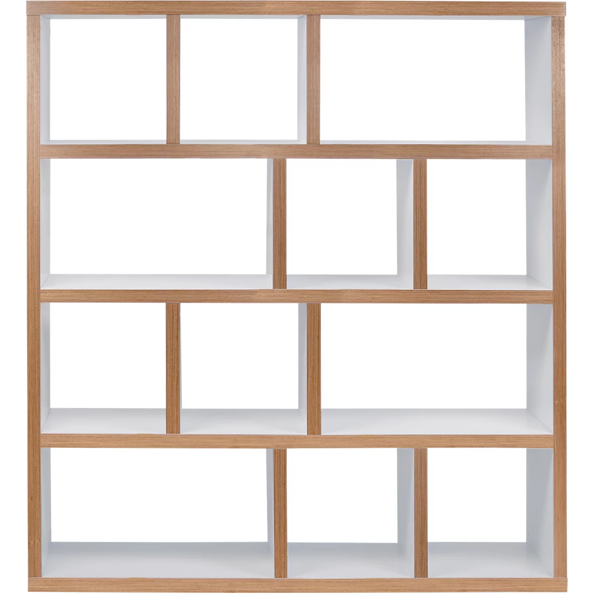 Étagère Berlin, panneau alvéolaire, blanc/multiplex, L 1500 x P 340 x H 1590 mm