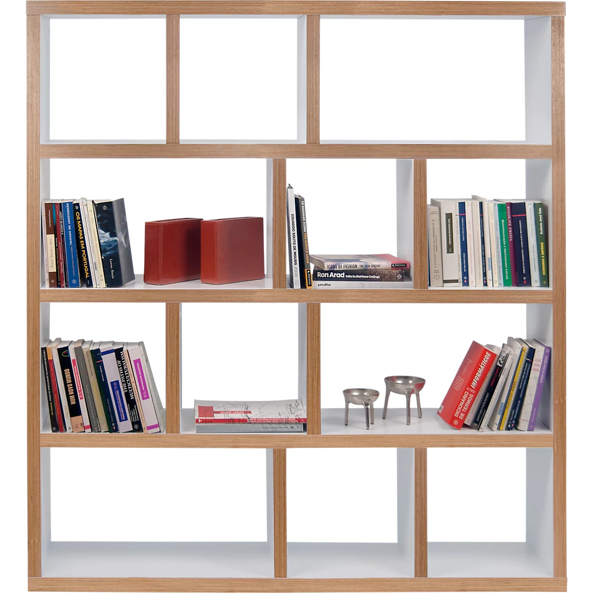 Étagère Berlin, panneau alvéolaire, blanc/multiplex, L 1500 x P 340 x H 1590 mm
