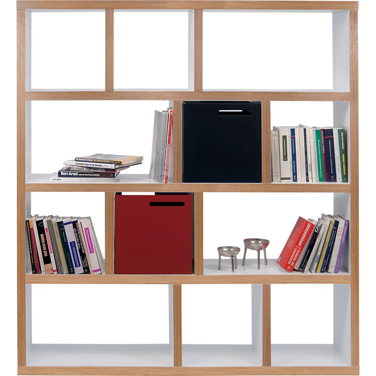 Étagère Berlin, panneau alvéolaire, blanc/multiplex, L 1500 x P 340 x H 1590 mm