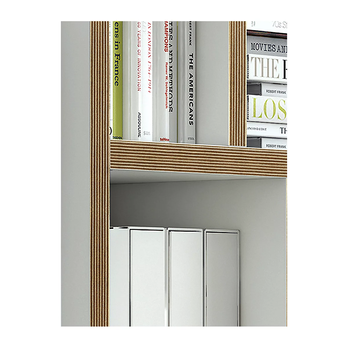 Étagère Berlin, panneau alvéolaire, blanc/multiplex, L 1500 x P 340 x H 1590 mm