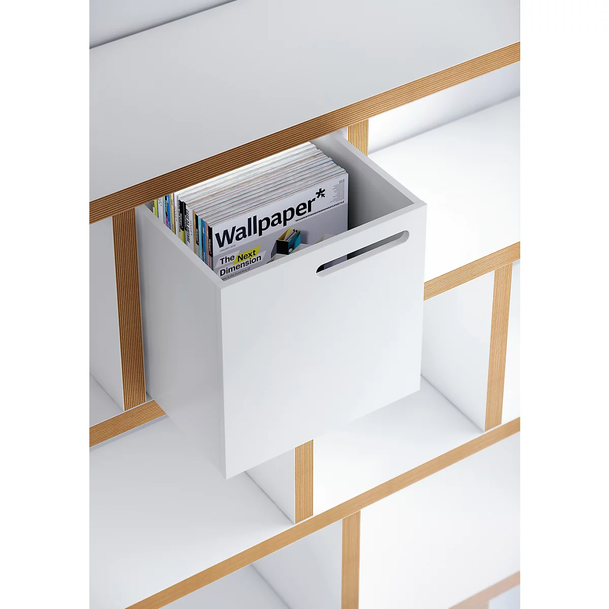 Étagère Berlin, panneau alvéolaire, blanc/multiplex, L 1500 x P 340 x H 1590 mm