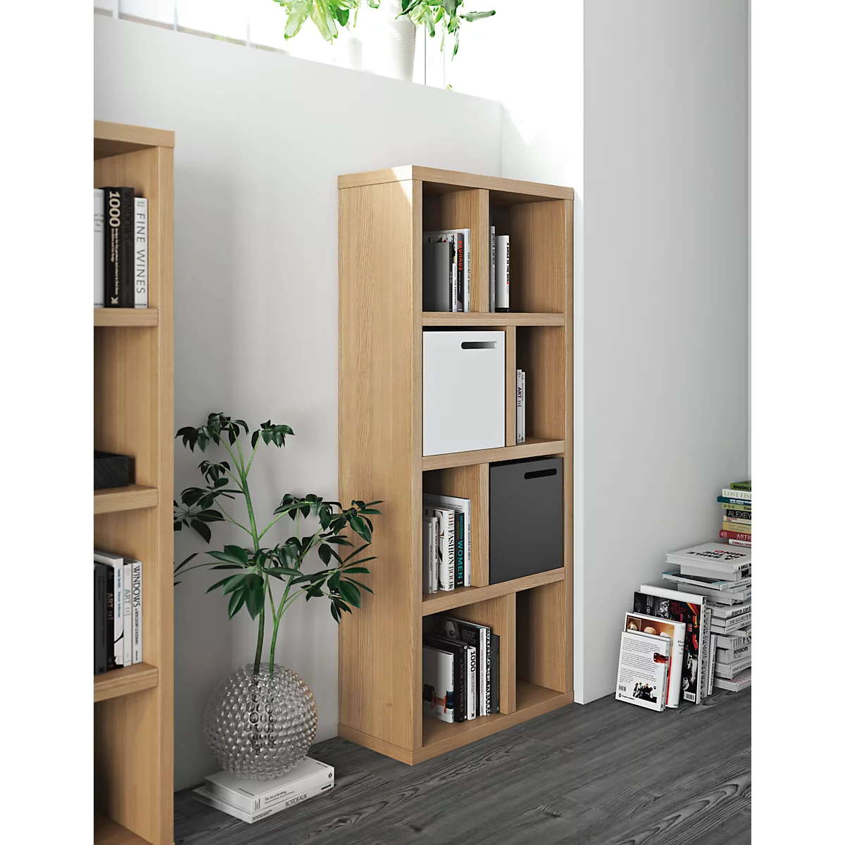 Étagère Berlin, panneau alvéolaire, placage de chêne, L 700 x P 340 x H 1590 mm