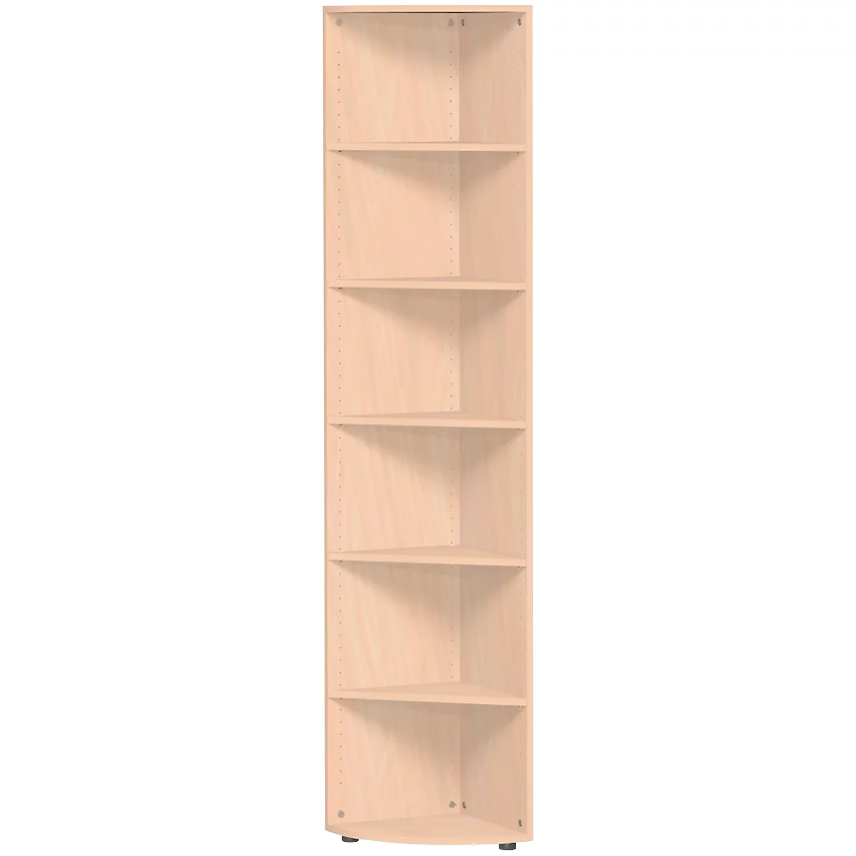 Étagère d’angle PALENQUE, 6 HC, l. 400 x P 400 x H 2160 mm, décor hêtre