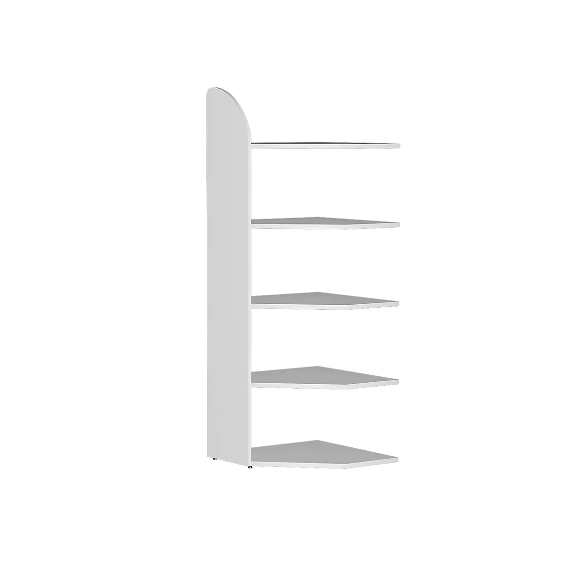 Étagère de bureau Dante®, module de rayonnage d’angle, H 1900 x l. 600 mm, sans panneau arrière, blanc