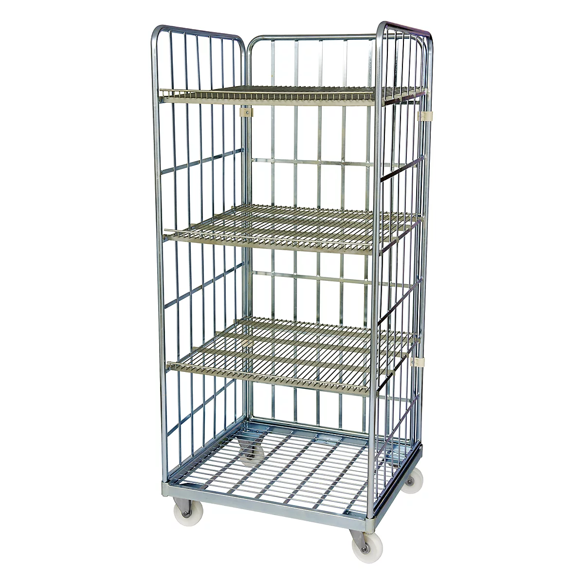 Étagère mobile avec châssis mobile en acier, hauteur utile 1600 mm, étagères horizontales