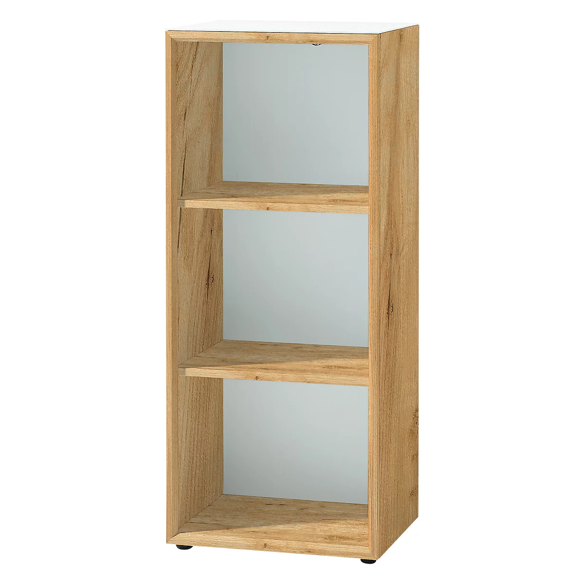 Étagère MONTERIA, étagère en verre, 3 OH, L 400 x P 370 x H 1200 mm, chêne de Navarre/blanc