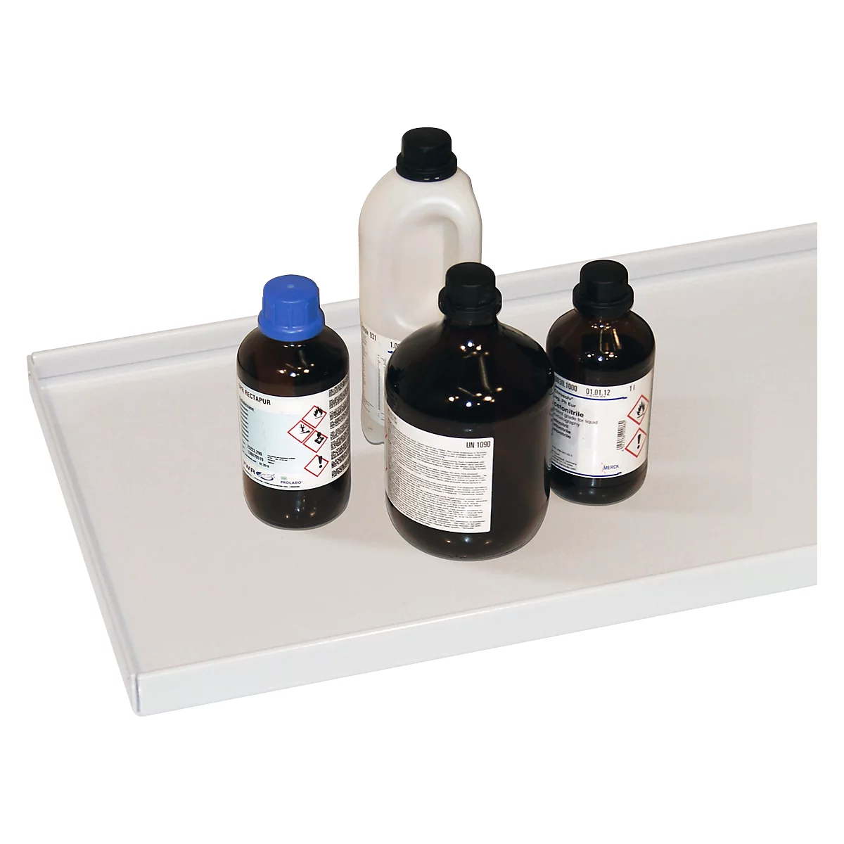 Étagère pour armoire à produits dangereux V-LINE Asecos, tôle d’acier, capacité de charge 50 kg, gris clair