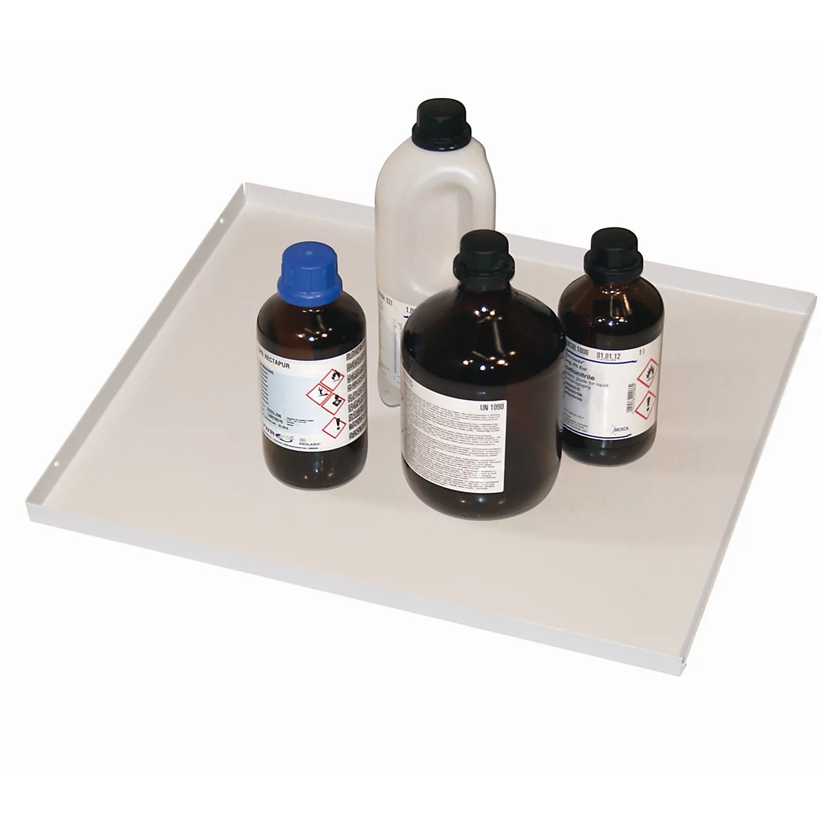Etagère standard pour les armoires de sécurité asecos des séries S-30 et K-30, en tôle d'acier, gris clair, L 468 x P 500 x H 40 mm, jusqu'à 75 kg