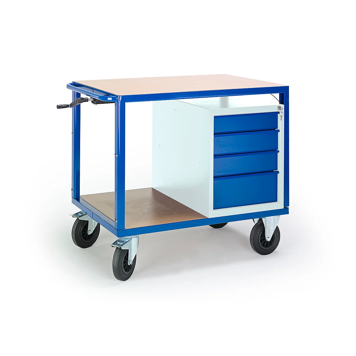 Etagewagen in hoogte verstelbaar, 1090 x 700 mm, met ladekast, draagvermogen 400 kg