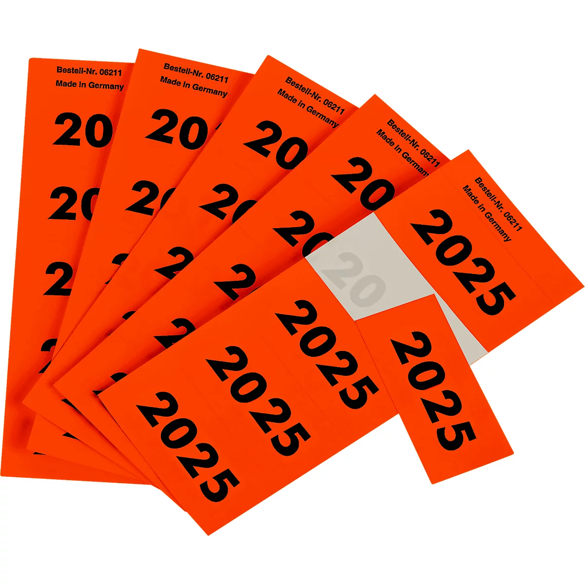 Etiketten „2025“, selbstklebend, B 60 x H 28 mm, rot, 100 Stück