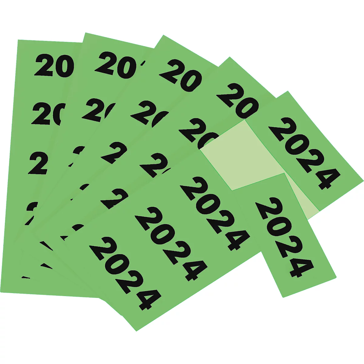Haufen grüner Karten mit schwarzer Aufschrift "2024".
