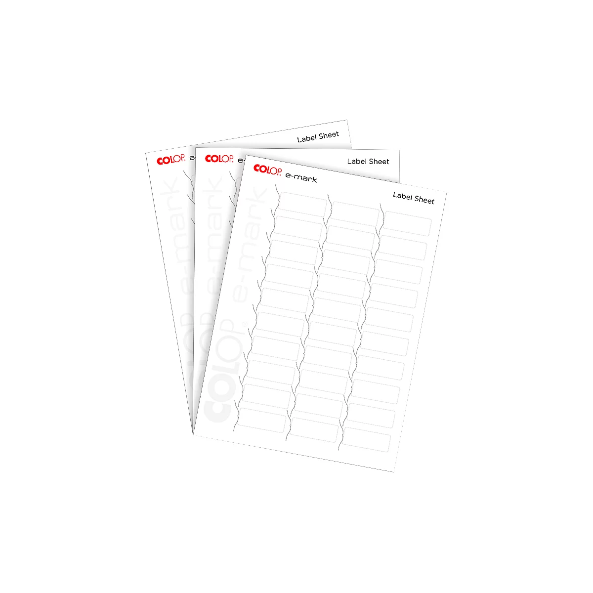Etiketten voor digitale stempel COLOP e-mark®, 48 x 18 mm, blanco, papier, zelfklevend, 10 vellen van 30 stuks