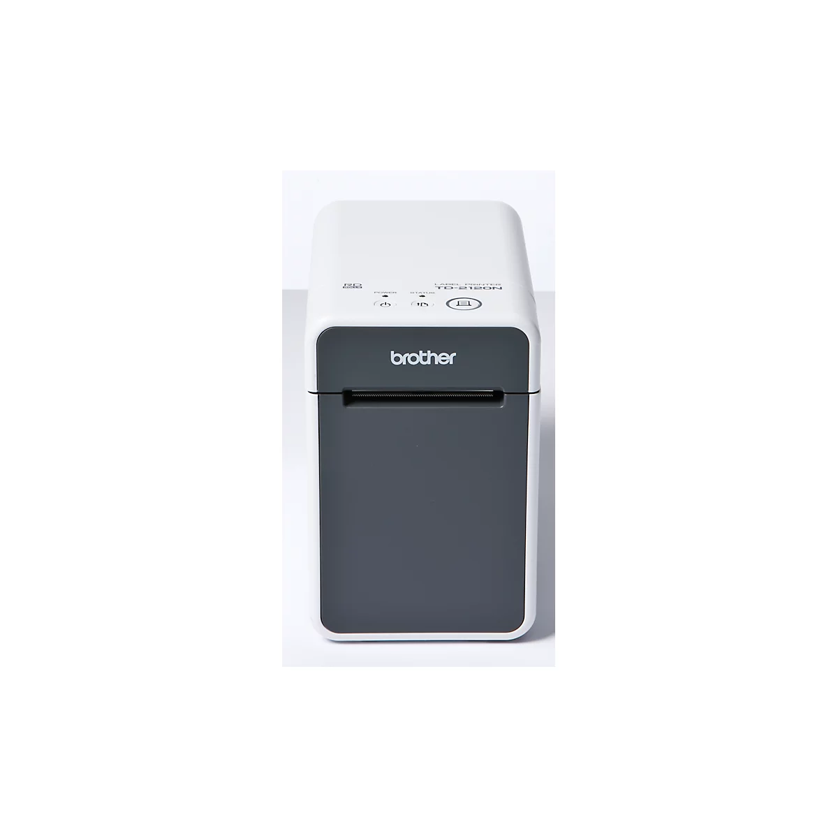 Etikettendrucker Brother TD-2120N, 152 mm/Sek., USB/USB Host/LAN, für 19-63 mm breite Etiketten, B 110 x T 215 x H 172 mm, weiß-grau