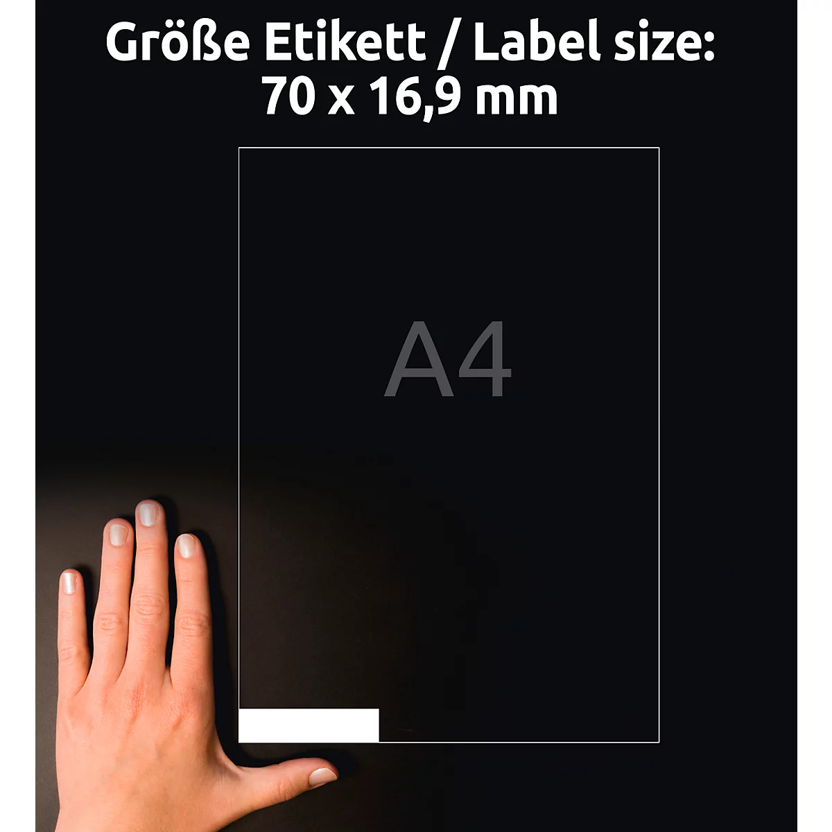 Etiquetas Avery® Zweckform 3420, A4, universal, adhesivo permanente, ultragrip, apto para impresora, papel FSC®, rectangular, blanco, 5100 unidades en 100 hojas