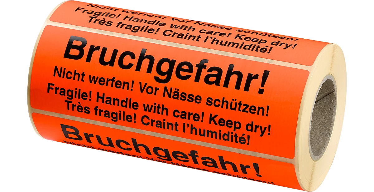 Etiquetas de advertencia, "Bruchgefahr!" [riesgo de rotura], 500 piezas