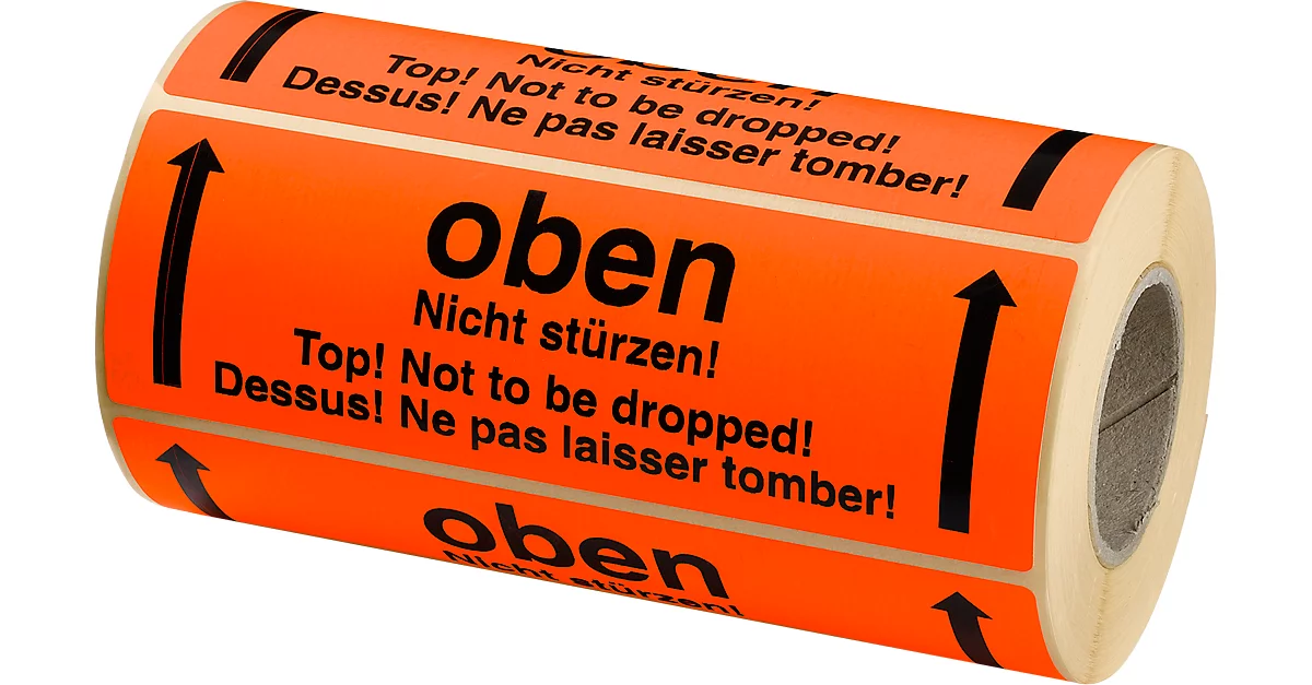 Etiquetas de advertencia, "oben Nicht stürzen!" [arriba no se caiga], 500 piezas