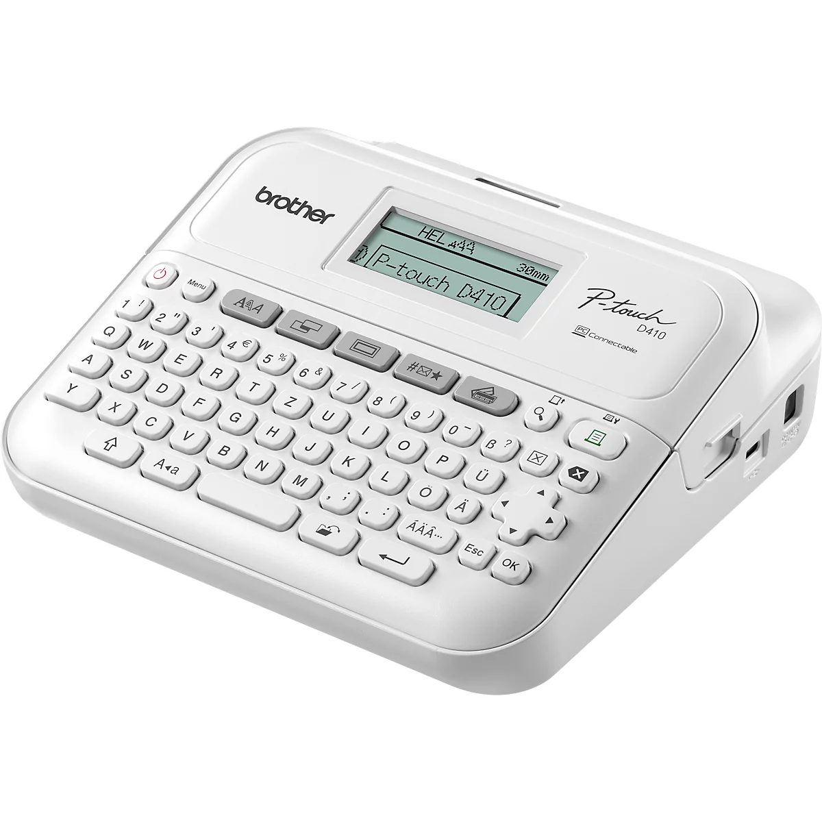 Etiqueteuse Brother PT-D410, transfert thermique, pour rubans Tz de 3,5 à 18 mm de large, 20 mm/sec, USB, clavier
