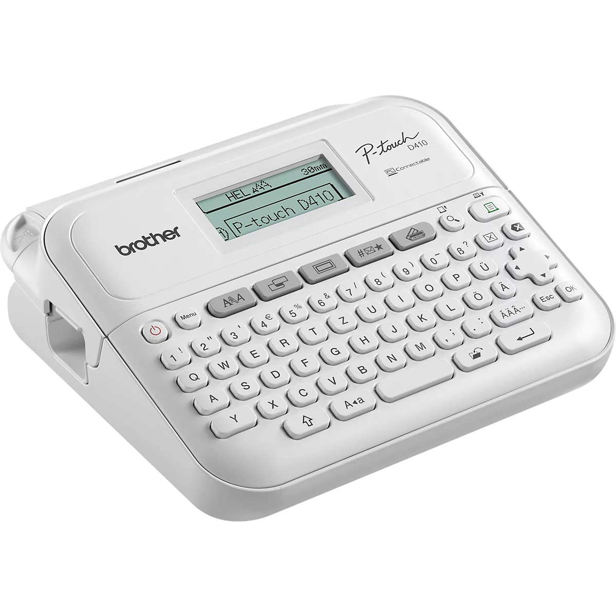 Etiqueteuse Brother PT-D410, transfert thermique, pour rubans Tz de 3,5 à 18 mm de large, 20 mm/sec, USB, clavier
