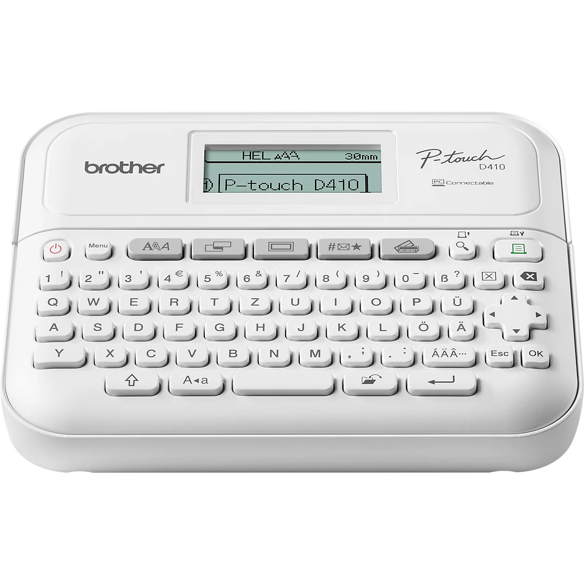 Etiqueteuse Brother PT-D410, transfert thermique, pour rubans Tz de 3,5 à 18 mm de large, 20 mm/sec, USB, clavier