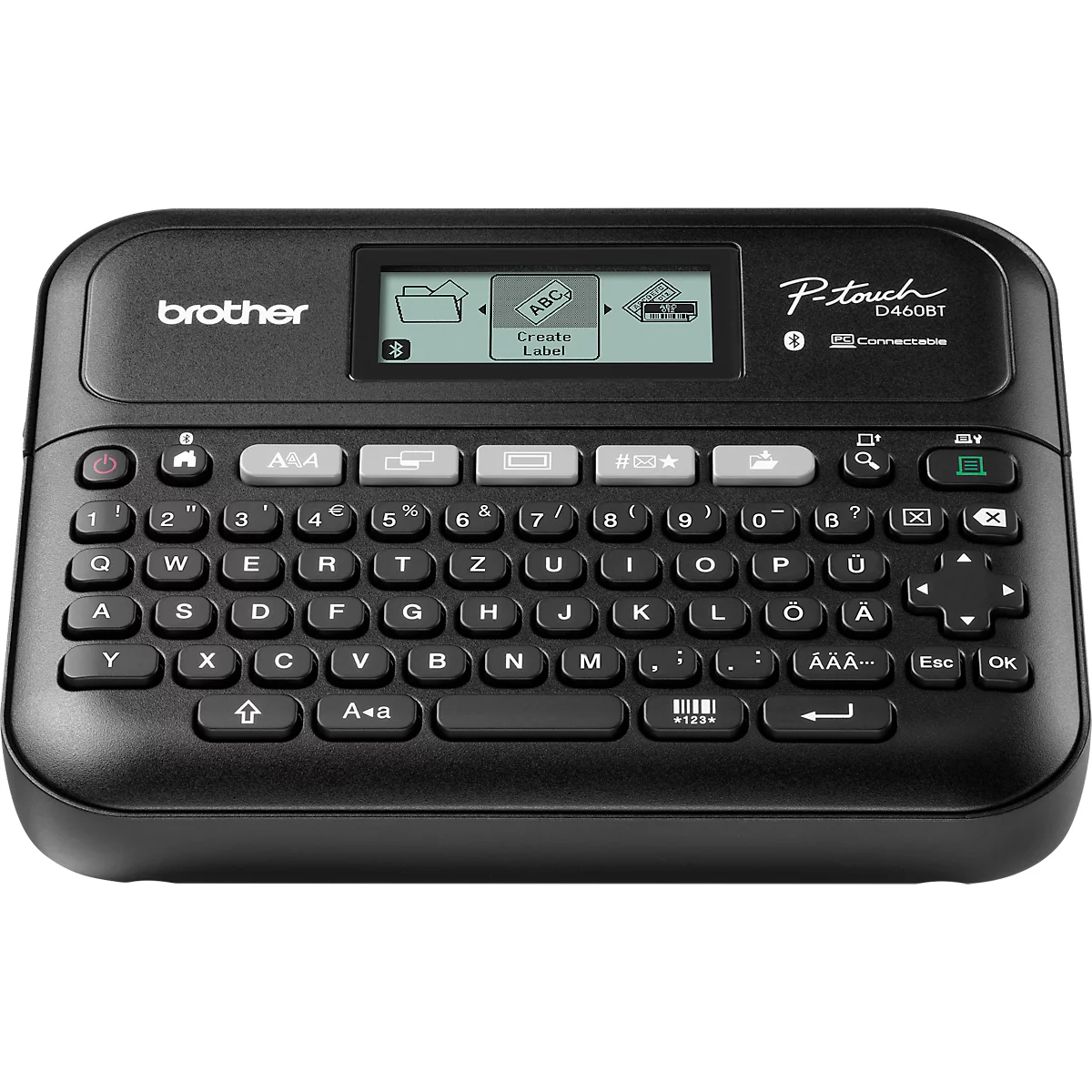 Etiqueteuse Brother PT-D460BTVP, transfert thermique, pour rubans TZe de 3,5 à 18 mm de large, 30 mm/sec, USB/Bluetooth, accessoires