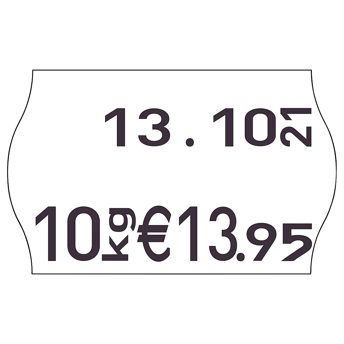Étiquette de prix avec informations de prix : 13.1021, 10kg€13.95.