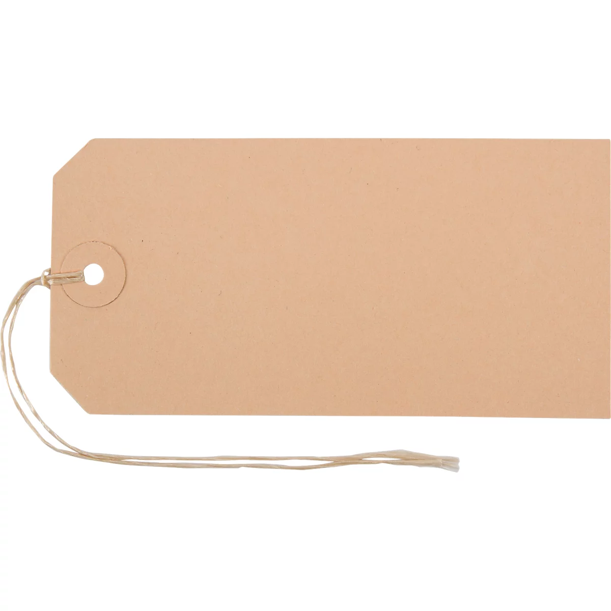 Étiquettes à attacher Biella, avec ficelle, L 130 x l 65 mm, marron, 50 pièces