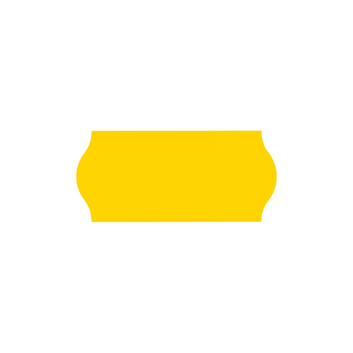 Étiquette jaune avec des bords incurvés. Sur fond blanc.
