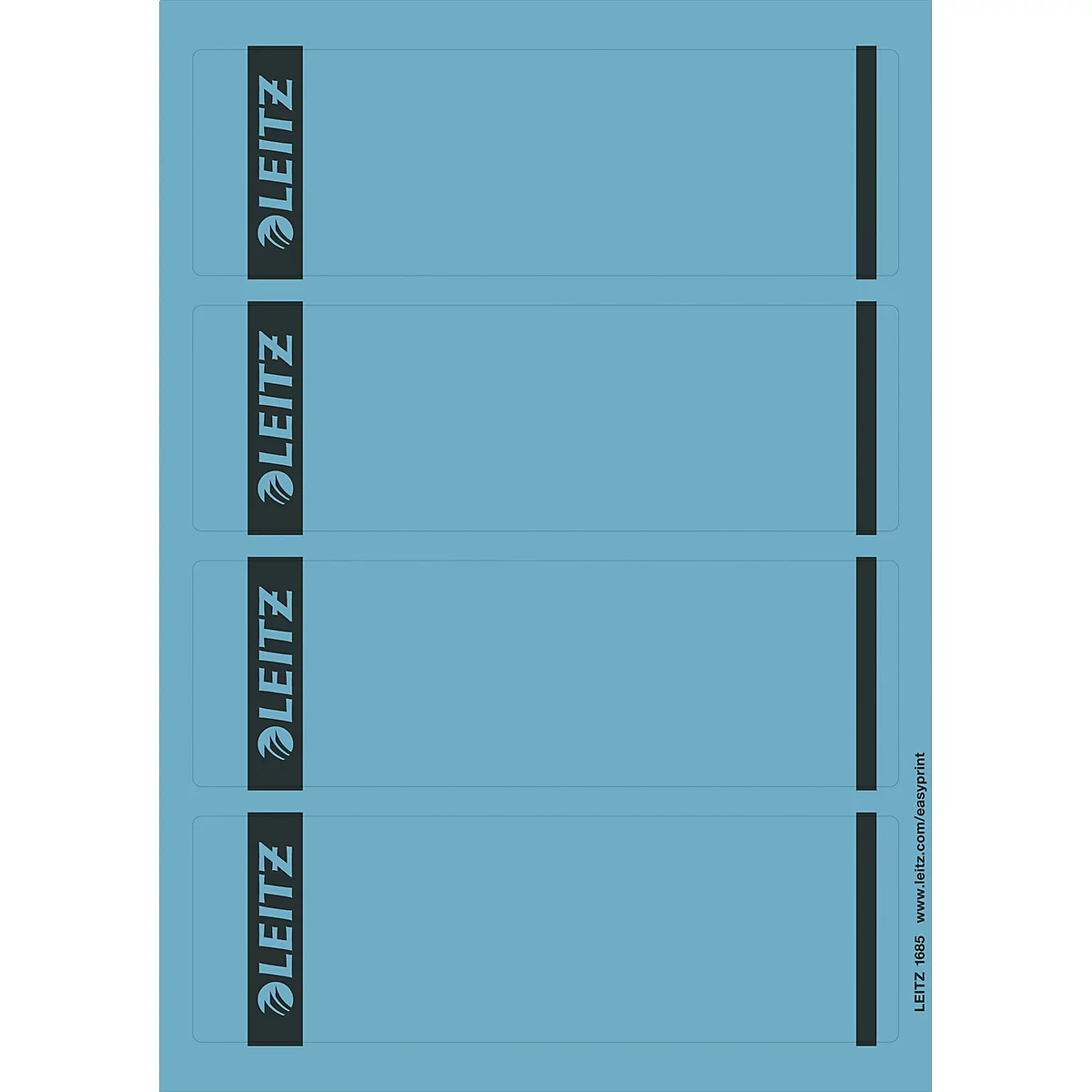 Étiquettes courtes pour classeurs LEITZ®, imprimable, largeur de tranche 80 mm, autocollant, 100 p., bleu
