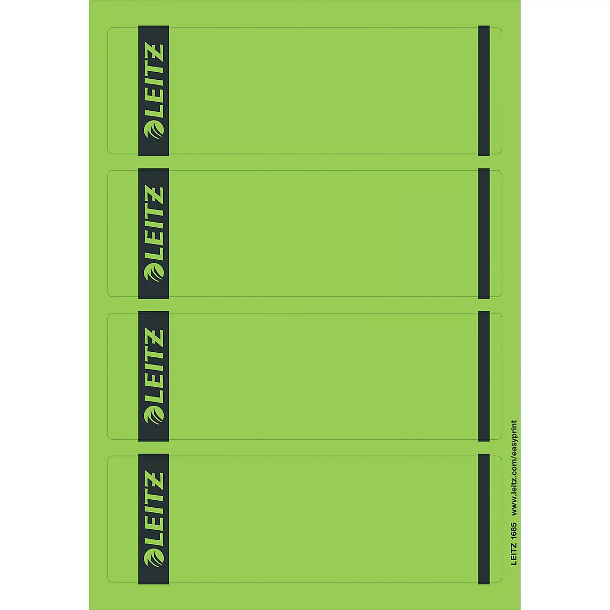 Étiquettes courtes pour classeurs LEITZ®, imprimable, largeur de tranche 80 mm, autocollant, 100 p., vert
