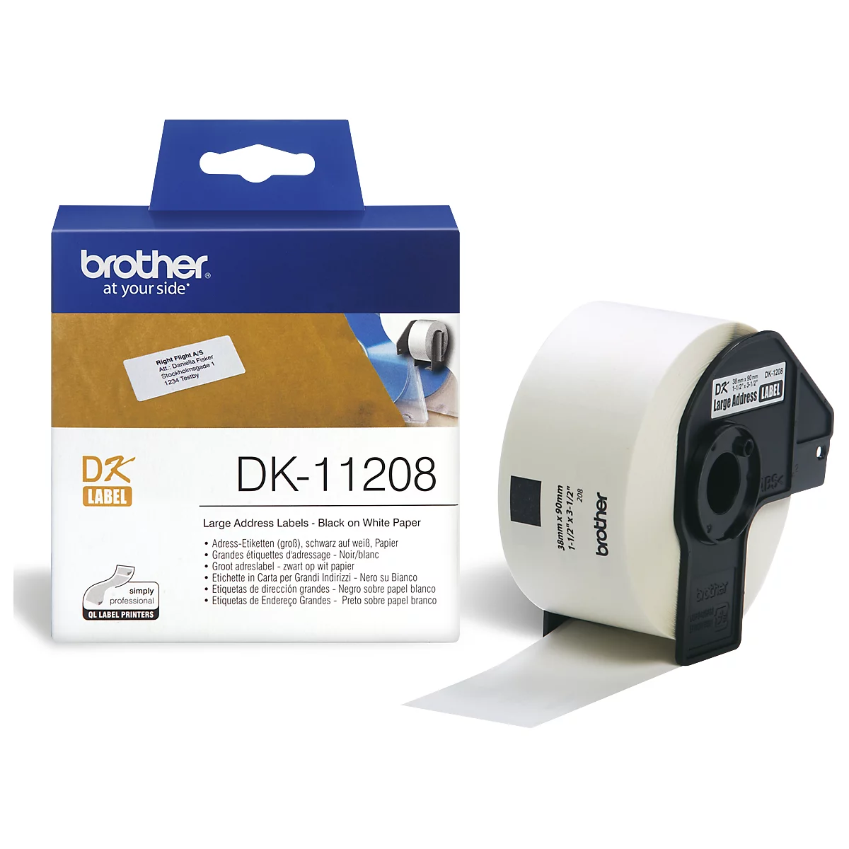 Étiquettes d'expédition DK-11208 Brother, 38 x 90 mm, 400 p.