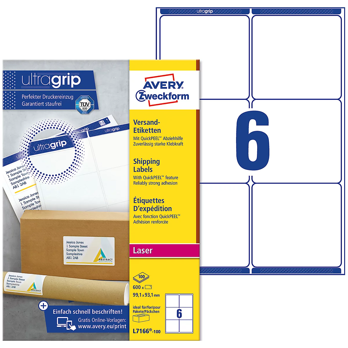 Etiquettes d'expédition spéciales AVERY®, 99,1 x 93,1 mm, 600 pièces