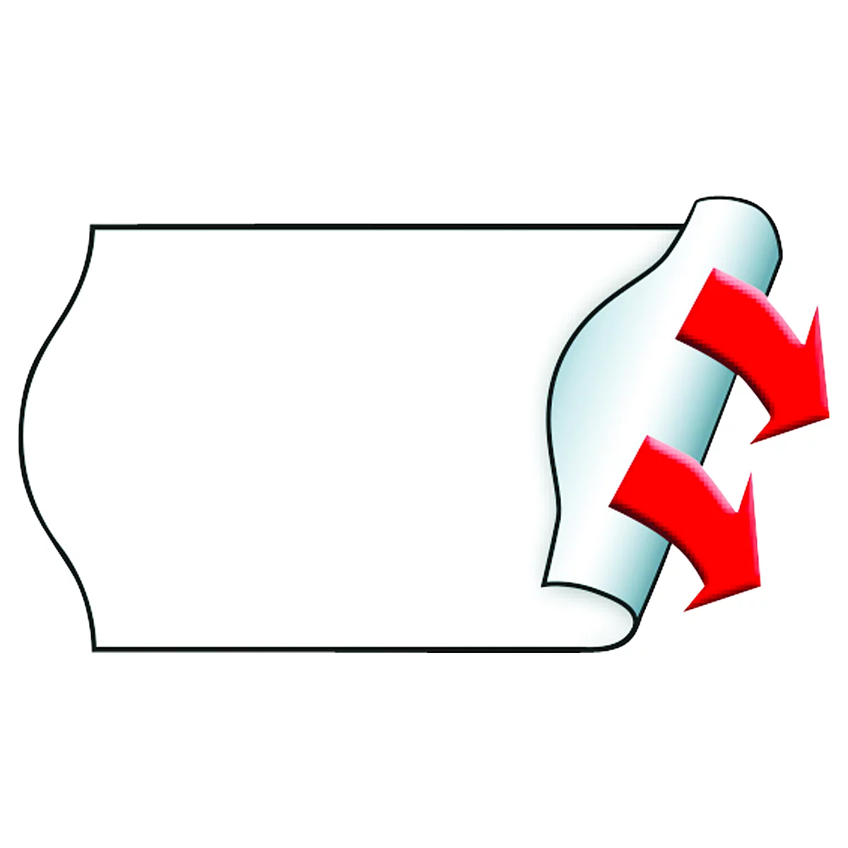 Feuille de papier, coin enroulé, flèches rouges indiquant le changement de direction.