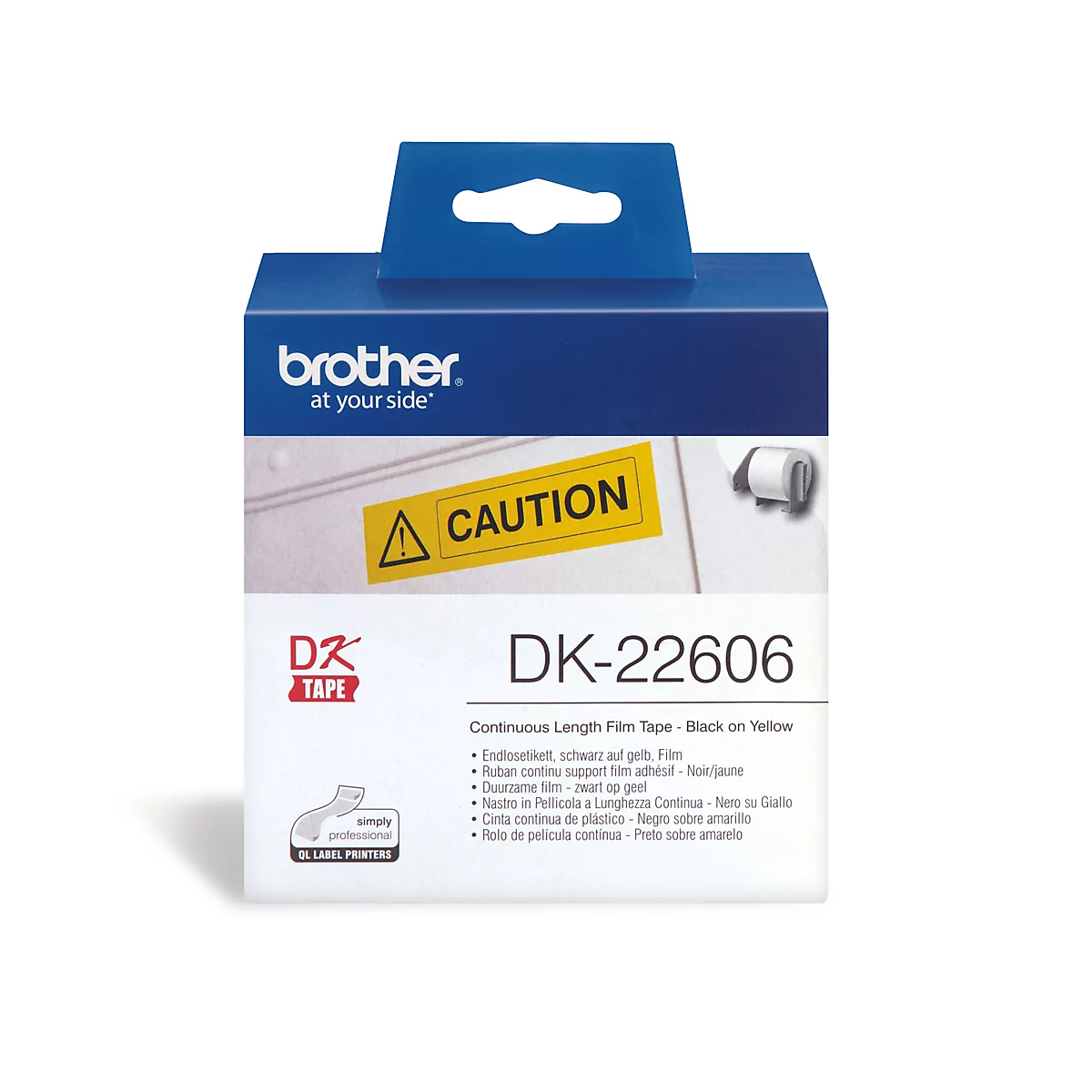 Étiquettes en continu DK-22606 Brother, 62 mm x 15,24 m, film jaune