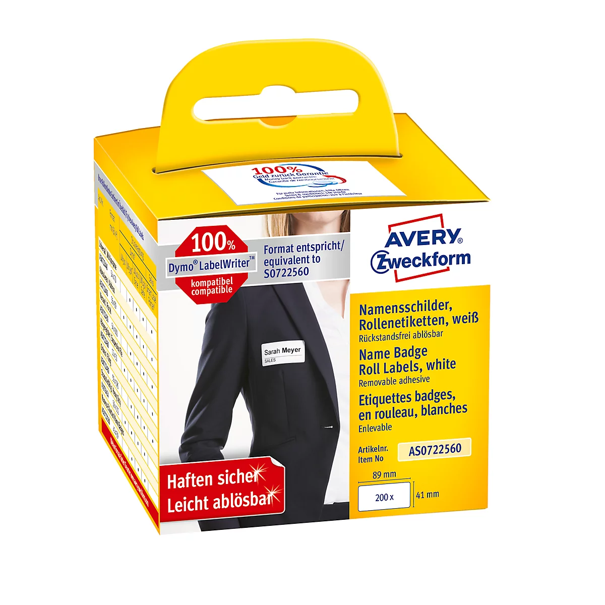 Étiquettes en rouleau Avery, particulièrement adhérent, 41 x 89 mm, 200 p.