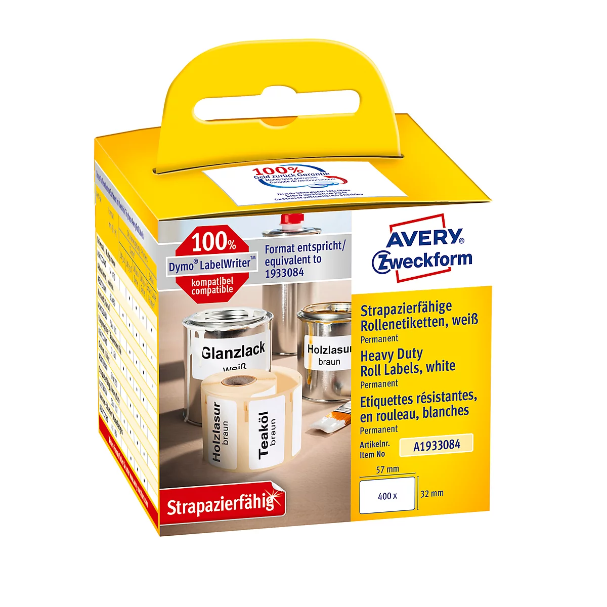 Étiquettes en rouleau Avery, particulièrement adhérent, 57 x 32 mm, 400 p.