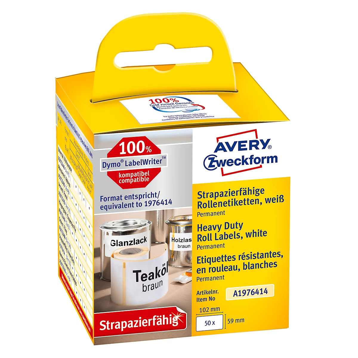 Étiquettes en rouleau Avery, particulièrement adhérent, 59 x 102 mm, 50 p.